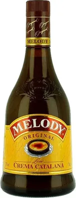A bottle of Melody Crema Catalana liqueur.