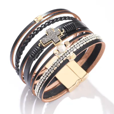 Produktbild von Armband mit Lux-Kreuz, schwarz
