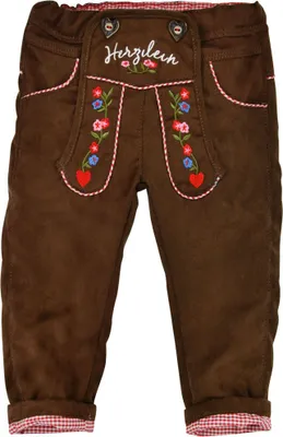 Produktbild von BONDI Baby Mädchen Trachten Kunstlederhose "Herzilein" gefüttert 86566 - Braun Größe: 68