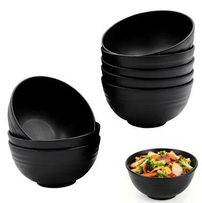 Frühstücksschalen 8er-Set, 700 ml, Kunststoff, schwarz, stapelbar