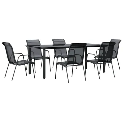 Image de vidaXL Ensemble de jardin 7 pièces noir acier et textilène