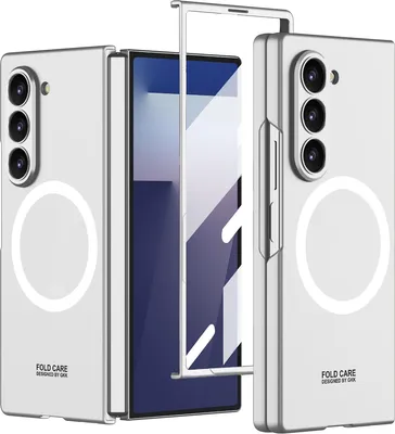 Produktbild von Hülle für Samsung Galaxy Z Fold 7, Kompatibel mit MagSafe, Hart PC Matt Magnetische Schutzhülle mit Displayschutz Silber