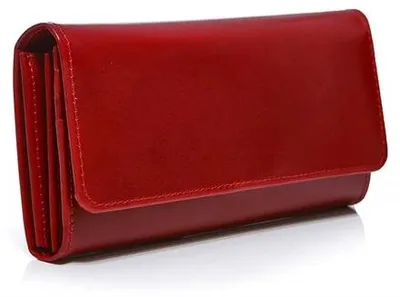 Zdjęcie produktu dla Lakierowany czerwony portfel skórzany damski duży BW59