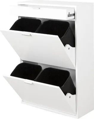 Produktbild von Happy Home Küche Mülleimer Mülleimerschrank mit Schublade und 4 Abfalleimern 62x25x90 cm Mülltrennsystem Küchen Unterschrank Aufbewahrung