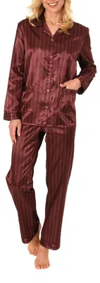 Produktbild von Damen Satin Pyjama Schlafanzug in edler Optik zum durchknöpfen - 191 201 94 002 ; anthrazit , 40/42