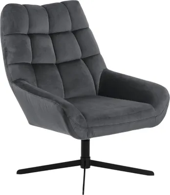 Produktbild von Sessel Miley aus Samt in Grau, modernes Design, Metallgestell, 73 x 82 x 88 cm