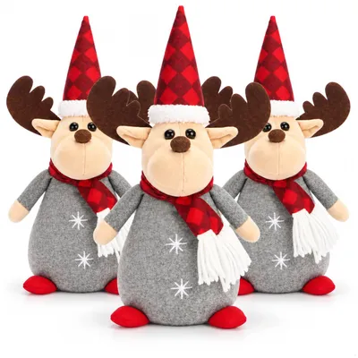 Produktbild von com-four® 3x Rentier Figur 35 cm als Weihnachtsdeko im skandinavischen Stil