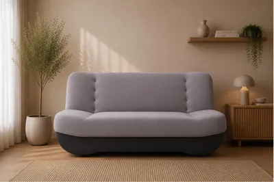 Produktbild von MOEBLO Schlafsofa PAFOS – Sofa Kippsofa Klappsofa Click-Clack Couch mit Bettkasten und Schlaffunktion (BxHxT): 192x90x87 cm (SORO 90 + SOFT 11 - Grau + Schwarz Kunstleder)