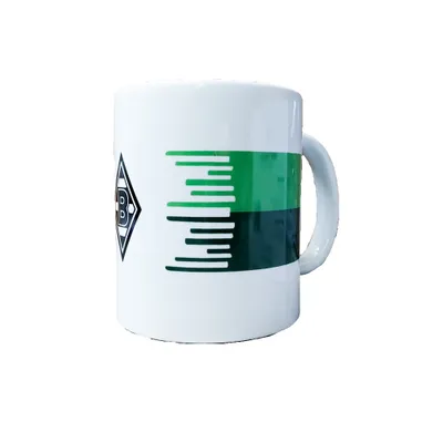 Produktbild von Borussia Mönchengladbach Tasse "Streifen" weiß
