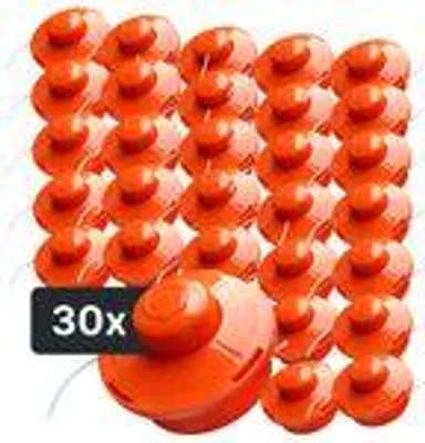 Produktbild von NEMAXX® FS1 Tap & Go Fadenkopf Tippautomatik Doppelfaden 30er-Set – Motorsense/Freischneider – M10x1,25 Linksgewinde, Schnittkreis 380 mm – Orange