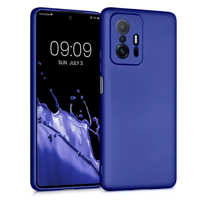 Produktbild von kwmobile Case kompatibel mit Xiaomi 11T / 11T Pro Hülle - Schutzhülle aus Silikon metallisch schimmernd - Handyhülle Metallic Blau
