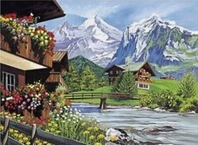 Produktbild von 40x30 cm Diamanten Malerei Zum Selbermachen DIY Diamond Painting Hütte