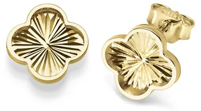 Produktbild von Paar Ohrstecker Kleeblatt Blumen 10,5mm Ohrschmuck 585 Gold Gelbgold schlicht