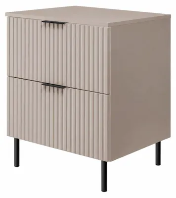 Imagen del producto de Mueble de baño de pie, 60 cm, frente con textura de listones, 16 mm, acabado en cachemir y placa de cachemir, tiradores en dos colores, dimensiones: 60 x 46 x 73,6 cm, Imagen generada por IA