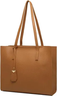Produktbild von Große Damen Handtasche in Braun mit Reißverschluss - Schultertasche Leder Henkeltasche