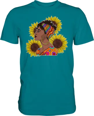 Produktbild von Stolze Schwarze Frau Sonnenblumen T-Shirt Gärtner Geschenk – Diva Blue / S