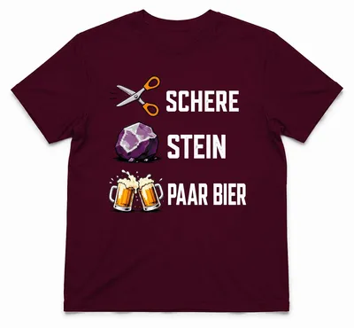 Imagen del producto de Camiseta para hombre, diseño "Tijera, piedra, papel, cerveza, divertido, beber, día del padre", color burdeos, talla XL