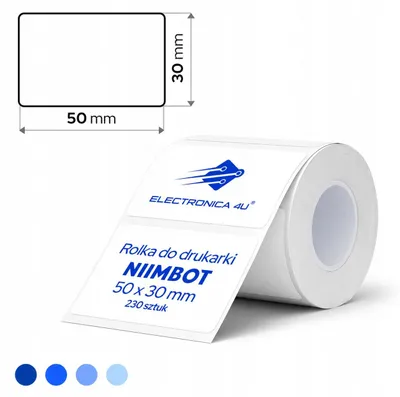 Produktbild von Weiße Etiketten + blauer Aufdruck für Niimbot B1 B4 B21 B21_Pro B3S, B31 selbstklebende Thermosticker 50x30