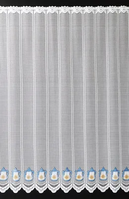Produktbild von Gardinen Kranzusch Scheibengardine Kaffee Küche 180x44 cm H/B weiß blau gelb Bistrogardine Vorhang Küche 1er Pack