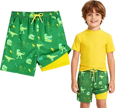 Productafbeelding van Zwemshorts jongens, snel-droog, 2-in-1, met compressie binnenbroek, voor zwemmen
