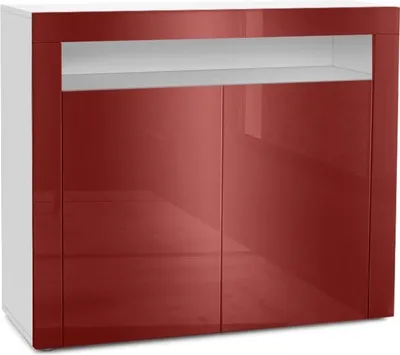 Produktbild von Vladon Kommode Valencia,  Germany, Sideboard mit 2 Türen und 1 offenem Fach, Weiß matt/Bordeaux Hochglanz/Bordeaux Hochglanz (108 x 92 x 40 cm)