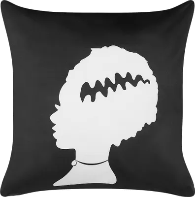 Produktbild von BELIANI Dekokissen Schwarz / Weiß aus Samtstoff 45 x 45 cm mit Frankensteins Braut Muster Quadratisch Halloween Motiv Wohnzimmer Accessoires Dekoration