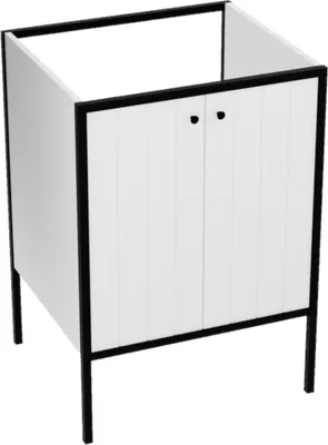 Produktbild von LAVITA Badezimmerschrank Mimir White/Black 600 | Standschrank | Badschrank | Waschtischschrank | Schrank 60cm Breit | Mehrzweckschrank | Standschränke fürs Bad | MDF | 45,5x59x83 cm |