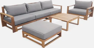 Produktbild von sweeek - Gartengarnitur aus Holz 5 Sitze - Mendoza - Holzfarben