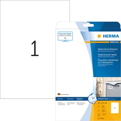 Produktbild von HERMA - Etikett 4866 210x297mm wetterfest weiß 10 Stück