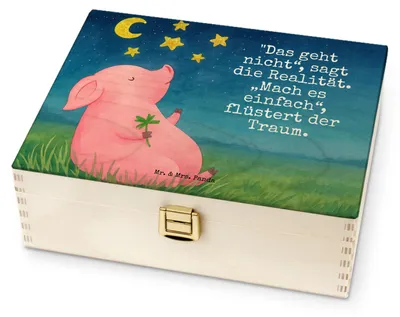 Produktbild von Mr. & Mrs. Panda Teebeutel Aufbewahrung Schwein Glück Design - Weiß - Geschenk, Tee-Aufbewahrungsbox, Träume, Ziele, Teebox, Glücksbringer, Motivation, Teedose, für Paare
