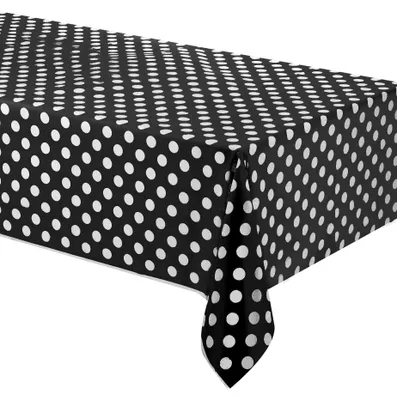 Produktbild von Schwarze Tischdecke aus Kunststoff mit weißen Punkten 137 x 274 cm -