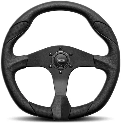 Productafbeelding van Stuurwiel - Autostuur - Autorijden - Lederen Inzetstukken - 25 cm - Zwart