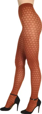 Produktbild von Bananalu Netz Strumpfhosen Damen mit Karo Muster 60 Den blickdichte karierte Alina 60 Cappuccino M