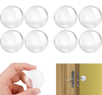 Image de Lot de 8 pièces comprenant des butoirs de porte transparents à fixation murale, des butoirs en caoutchouc autocollants, des butoirs pour poignées de porte, des butoirs autocollants pour poignées de porte, des protections murales pour poignées de porte et des butoirs élastiques pour portes et murs