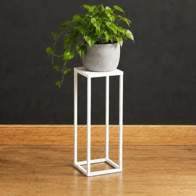Produktbild von DanDiBo Blumenhocker Metall Weiß Eckig 50 cm Blumenständer Beistelltisch 96482 S Blumensäule Modern Pflanzenständer Pflanzenhocker