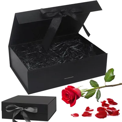 Produktbild von Geschenkbox mit Deckel, 21 x 16,5 x 7 cm, schwarze Geschenkverpackung
