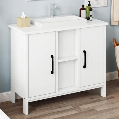 Produktbild von YITAHOME Waschbeckenunterschrank Badezimmerschrank Badunterschrank mit Türen und 6 Fächer, 70 x 30 x 60 cm, Weiß
