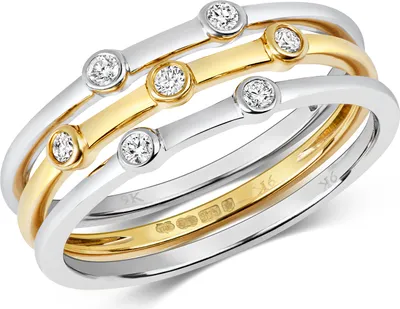 Image de Empilés Bague Femme Or 2 Couleurs 375/1000 et Diamant Brillant 0.11 Carat H - I1, 54 (17.2); TRS21118RSN