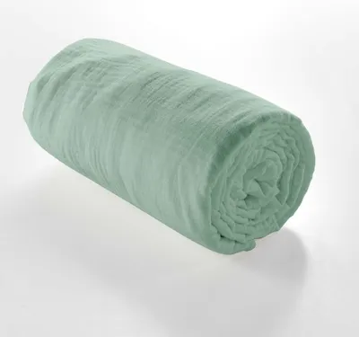 Image de Draps Housse - PROMO LINGE - Alia - Gaze de coton - 190x140cm - Sauge