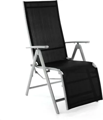 Produktbild von VCM Gartenliege Sonnenliege Liegestuhl Relaxliege | schwarz / Rhamen grau | klappbar | Maße H. 113  x B. 59  x T. 74cm