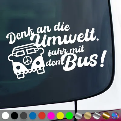 Produktbild von PantherPixel Fahr Mit Dem Bus Aufkleber Denk An Die Umwelt Sticker Auto Geschenkidee Farbe Weiss