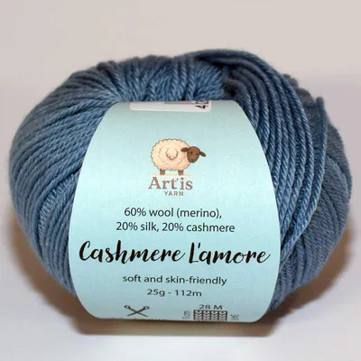 Obrázek produktu pro Kašmír „L'amore“ Art'is Yarn 20 % kašmír, 20 % hedvábí, 60 % merino (246 modrošedá)