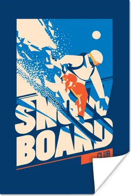 Produktbild von MuchoWow® Poster Sport - 'Snowboardclub' - Sprichwörter - Zitate 120x180 cm - Kunstposter