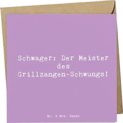 Produktbild von Mr. & Mrs. Panda Glückwunschkarte Spruch Schwager Grillmeister - Lavendeltraum - Geschenk, Humor, Familienmitglieder, faltkarte, Geschenke, wichtige Person, Klappkarte