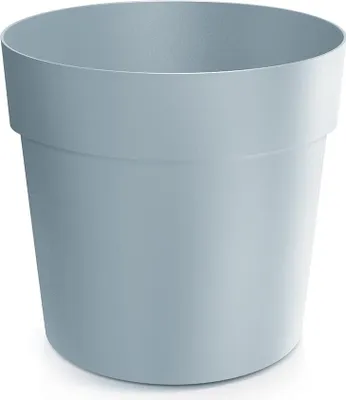 A light gray plant pot is shown against a white background.