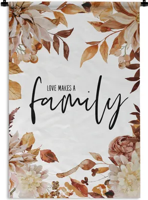 Produktbild von MuchoWow® Wandteppich Wandbehang Sprichwörter - Zitate - Liebe macht eine Familie 60x90 cm Tapisserie Dekoration Wandtuch - Foto-Teppich - Abwaschbar
