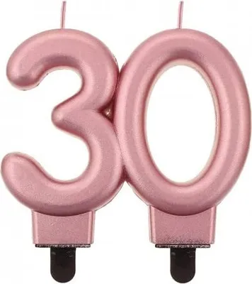 Zdjęcie produktu dla Świeczka liczba 30 urodziny, metalik różowo-złota, 8 cm
