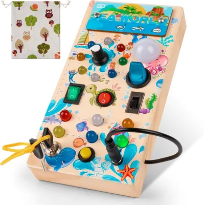 Immagine prodotto di Solidchoice - Tavola attività in legno Montessori per bambini, ideale per lo sviluppo delle capacità motorie