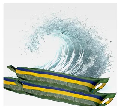 Produktbild von 3 Stück gefüllte Miko® Sandsäcke, Hochwasserschutz für Türen und Tore, reißfest und anpassungsfähig, befüllt mit Sand/Kies, inkl. Zugband und Tragelaschen, UV-beständig