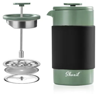 French Press 350 ml, Edelstahl, grün, doppelwandig isoliert